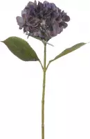 Kunstbloem - Zijde - Hortensia - Blauw - 65 cm -  1 bloem per stengel - In cadeauverpakking met gekleurd lint