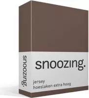Snoozing Jersey - Hoeslaken Extra Hoog - 100% gebreide katoen - 180x200 cm - Taupe