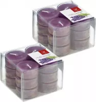 24x Geurtheelichtjes lavendel/paars 4 branduren - Geurkaarsen lavendelgeur - Waxinelichtjes