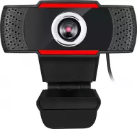 Adesso CyberTrack H3 Webcam 720p HD - Met Microfoon - Plug & Play - Zwart/rood - Auto Focus Lens - Verstelbaar - Voor Windows, Mac en Android - 1.3 mega pixel