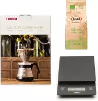 Hario V60 slow coffee kit + Hario V60 Weegschaal + Bristot BIO 100% biologische koffie