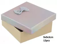 Dielay - Giftbox voor Sieraden - Sieradendoosje - Set van 12 Stuks - 9x9x3 cm - Zilverkleurig