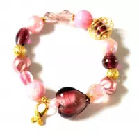 Jewellicious Designs Pink & Gold Sweetheart geluksarmband voor Pink Ribbon