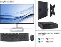 Mini PC AMD A10 met 24 inch Philips monitor en draadloze Logitech muis & toetsenbord - Quad Core - 8GB RAM - 128GB SSD - Win10 Pro - incl. Office Home & Student t.w.v. €149! (Word,