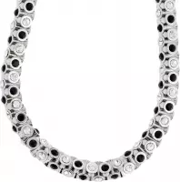 Klassieke tonnetjes ketting zilverkleur met kristal zwart en wit