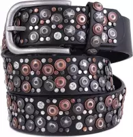 Riem met Sterren en Studs - Echt Leer / Leder - 100x3,5 cm - Zwart