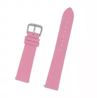 Horlogeband Leer - Met Gladde Oppervlak + Push Pin - 18mm - Roze