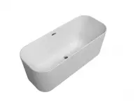 Villeroy & Boch Finion kunststof vrijstaand duobad quaryl ovaal m. Emotion functie 170x70x48cm incl. push-to-open afv.plug +overloop + designring chroom/wit