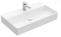 Villeroy & Boch Memento 2.0 wastafel voor handdoekhouders 80x47cm m. overloop m. 1 kraangat ceramic+ stone white