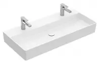 Villeroy & Boch Memento 2.0 wastafel voor handdoekhouders 100x47cm m. overloop m. 2 kraangaten ceramic+ stone white