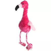 Hondenspeelgoed -Rovy Pluche Flamingo met Trektouw - 51 cm-flamingo