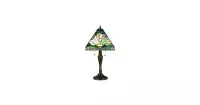 LumiLamp Tiffany Tafellamp 25*25*30 cm E27/max 2*60W Groen, Bruin, Beige Glas in lood Bloem Tiffany Bureaulamp Tiffany Lampen