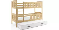 3 Persoons stapelbed – 3 Gratis Matrassen & 3 Bedbodems – 90x200 cm – Stapelbed 3 personen - ´Tripple Life Wood©’