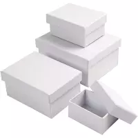 Rechthoekige doosjes | Wit karton | assorti | 4 stuks