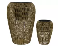 Bloempotten Set Polyrattan Bruin 2 Stuks