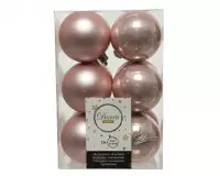 Decoris kerstballen - 12 stuks - poeder roze - 60 mm
