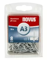 Novus 016046 Blindklinknagel (Ø x l) 3 mm x 8 mm Aluminium Aluminium 70 stuk(s)