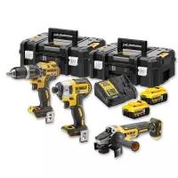 Dewalt DCK384P2T-QW 18V Comboset DCD796 Accuklopboormachine + DCF887 Slagschroever + DCG405 Haakse slijper met 2 accu&apos;s 5.0Ah en lader