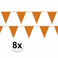 8x oranje slinger / vlaggenlijn van 10 meter - totaal 80 m - EK / WK