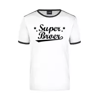 Super broer wit/zwart ringer t-shirt voor heren - Verjaardag cadeau M