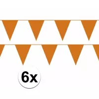 6x oranje slinger / vlaggenlijn van 10 meter - totaal 60 m - EK / WK
