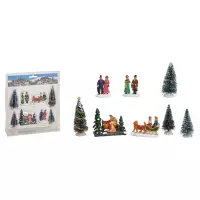 8x stuks kerstdorp accessoires figuurtjes/poppetjes en kerstboompje -