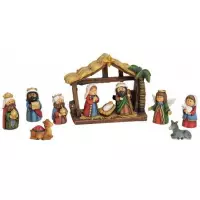 Polystone kinder kerststal met beelden / figuren 2 tot 9 cm - Kerststallen en beelden / figuren