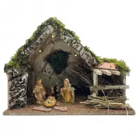 Kerststal met Jozef, Maria en Jezus 43 x 20 x 29 cm - Complete kerststallen kerstdecoraties