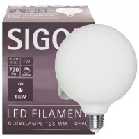 LED globe lamp 720 lumen 125mm filament opal E27 2700K dimbaar 7W Sigor vergelijkbaar met 75 Watt