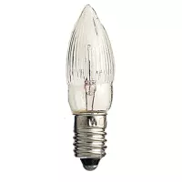 Kerstverlichting reservelampjes LED kaarsmodel E10 8-34V 0,1 - 0,2W set van 3 lampjes geribbeld