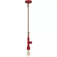 Hanglamp Amarcord E27 rood gasbuis fitwerk henneptouw industrieel