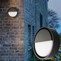 LED buitenlamp zwart dimbaar SG wandlamp Frame Round Wall 7W 390 lumen 3000K slagvast IK10 aluminium