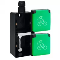 Niko Hydro fietsoplaadpunt waterdicht dubbel zwart/groen compleet verticaal