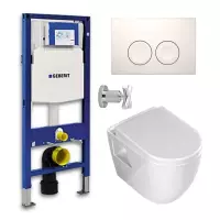 Geberit UP100 Toiletset - Inbouw WC Hangtoilet Rimless Aloni met Bidetkraan - Delta-21 Wit