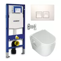 Geberit UP100 Toiletset - Inbouw WC Hangtoilet Rimless Aloni met Bidetkraan - Delta-50 Wit
