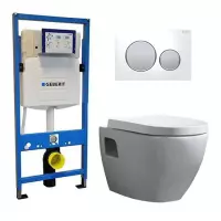 Geberit UP 320 Toiletset - Inbouw WC Hangtoilet Wandcloset - Daley Sigma-20 Wit Mat Chroom