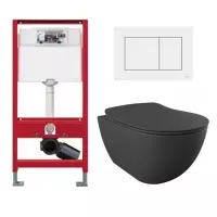 Tece Toiletset - Inbouw WC Hangtoilet wandcloset - Creavit Mat Antraciet Tece Now Wit