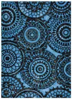 Blauw Zwart vloerkleed - 170x240 cm  -  A-symmetrisch patroon - Modern
