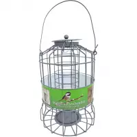 Vogel voedersilo voor kleine vogels geschikt voor vetbollen metaal grijs 36 cm - Vogelvoederhuisje - Vogelvoer - Vogel voederstation