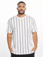 Urban Classics Heren Tshirt -M- Heavy Oversized AOP Stripe Wit/Blauw