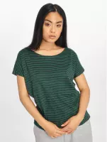 Urban Classics Dames Tshirt -L- Yarn Dyed Baby Stripe Groen/Zwart