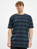Urban Classics Heren Tshirt -S- College Stripe Groen/Blauw