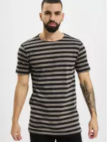 Urban Classics Heren Tshirt -M- Stripe Grijs/Zwart