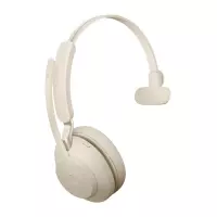 Jabra Evolve2 65 UC Mono Beige + Stand - Bluetooth Headset - met standaard - op oor - omkeerbaar - draadloos - USB-A