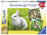 Ravensburger puzzel Schattige konijntjes - Drie puzzels - 49 stukjes - kinderpuzzel