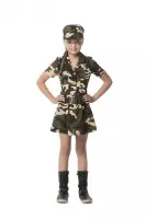 Wilbers - Leger & Oorlog Kostuum - Camouflage Commando Karin Kostuum Groen Meisje - groen - Maat 140 - Carnavalskleding - Verkleedkleding