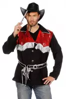 Cowboy blouse zwart/rood voor volwassenen