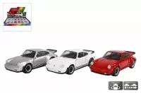3 x Porsche model S rood, wit en grijs 11.5 x 5 x 4 cm