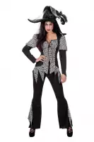 Wilbers & Wilbers - Heks & Spider Lady & Voodoo & Duistere Religie Kostuum - Zombie Heks Hertha - Vrouw - zwart,grijs - Maat 40 - Halloween - Verkleedkleding