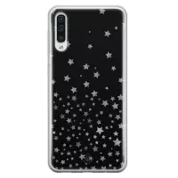 Samsung A70 hoesje siliconen - Falling stars | Samsung Galaxy A70 case | zwart | TPU backcover transparant
